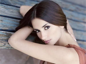 Penelope Cruz Bending On Wood Wallpaper