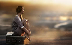 Pensive Woman Overwhelmed With Sadness Wallpaper