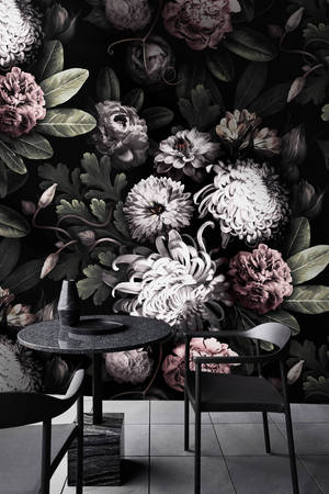 Peonies Wall Cute Dark Girly Wallpaper