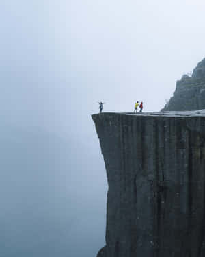 People On Top Of The Cliff Pulpit Rock Wallpaper