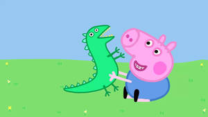 Peppa Pig George With Dinosaur Wallpaper