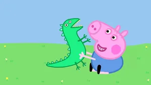 Peppa Pig George With Dinosaur Wallpaper