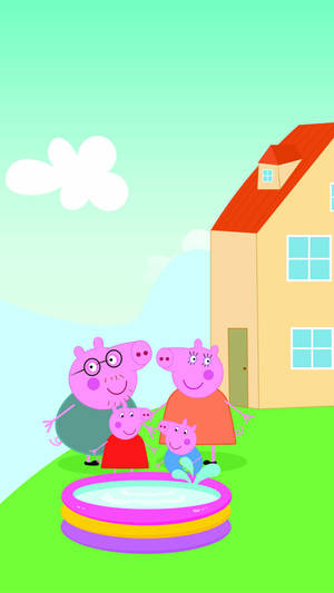 Peppa Pig Iphone Family Swimming Wallpaper