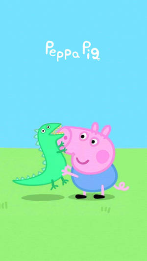 Peppa Pig Iphone George With Big Lizard Wallpaper