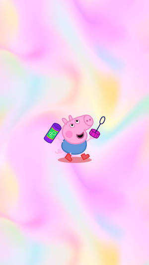 Peppa Pig Iphone George With Bubbles Wallpaper