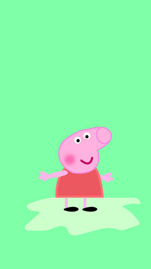 Peppa Pig Iphone No Ears Green Background Wallpaper
