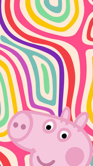Peppa Pig Iphone Swirly Colors Background Wallpaper