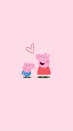 Peppa Pig Iphone With George Heart Wallpaper