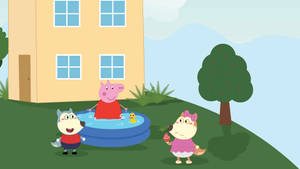 Peppa Pig Wolf Friends Wallpaper