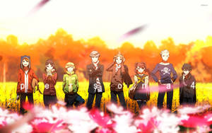 Persona 4 Cast On Golden Field Wallpaper