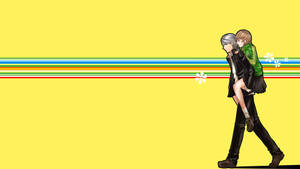 Persona 4 Yu Carrying Chie Wallpaper