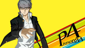 Persona 4 Yu Narukami On Rainbow Logo Wallpaper