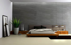 Perspective Design Of A Cozy Bedroom Wallpaper