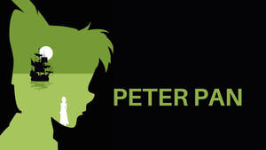 Peter Pan Green Silhouette Wallpaper