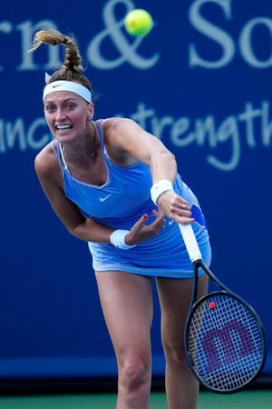 Petra Kvitova Tennis Smash Portrait Wallpaper