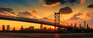 Philadelphia Skyline Benjamin Franklin Bridge Wallpaper