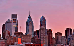 Philadelphia Skyline Orange Hue Wallpaper