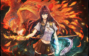 Phoenix Girl Fire Anime Wallpaper