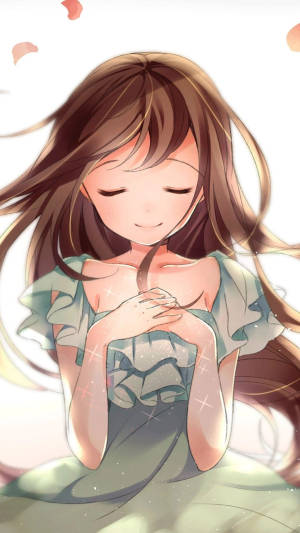 Phone Girl Anime With Closed Eyes Wallpaper