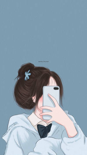 Phone Girl Selfie Graphic Art Wallpaper