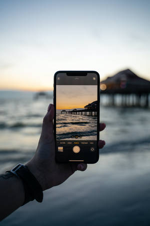 Phone In Beach Sunset Wallpaper
