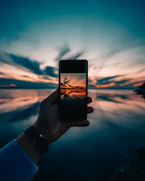 Phone Sunset Scenery Wallpaper