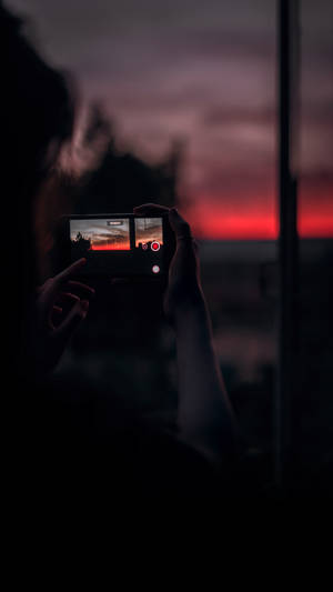 Phone Taking Sunset Wallpaper