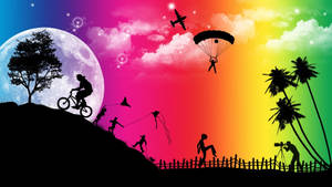 Photoshop Hd Silhouettes On Rainbow Wallpaper