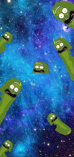 Pickle Rick Blue Galaxy Wallpaper