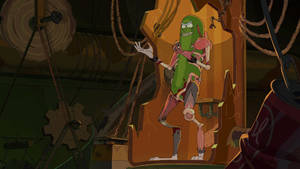 Pickle Rick In His Makeshift Throne Wallpaper