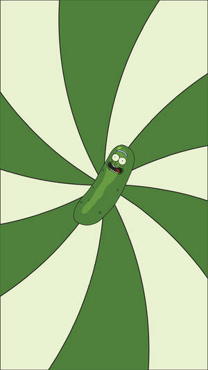 Pickle Rick Over Radial Pattern Wallpaper