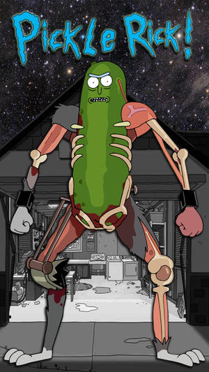 Pickle Rick With Clenched Hands Wallpaper