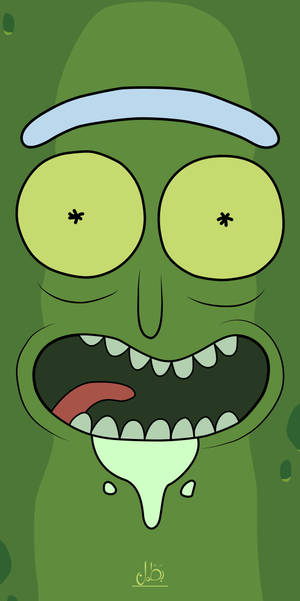 Pickle Rick With Drool Wallpaper