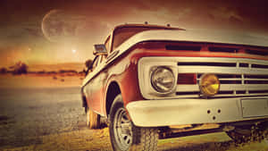 Pickup Truck 1950s Red Antique Car Photography Wallpaper