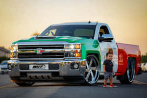 Pickup Truck Red Green White Chevrolet Silverado Wallpaper