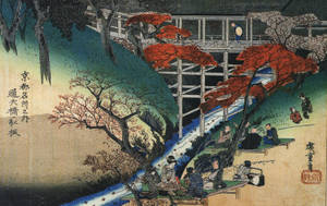 Picnic In Lake Japanese Art Wallpaper