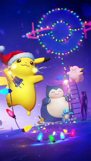 Pikachu And Friends Christmas Pokemon Iphone Wallpaper
