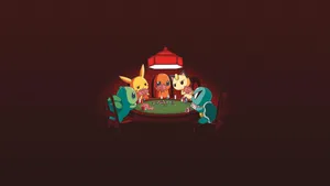 Pikachu And Meowth Playing Card Games Wallpaper