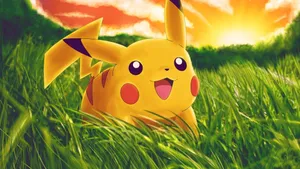 Pikachu In Grass Field Wallpaper