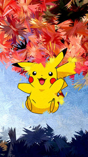 Pikachu On Leaves Art Wallpaper