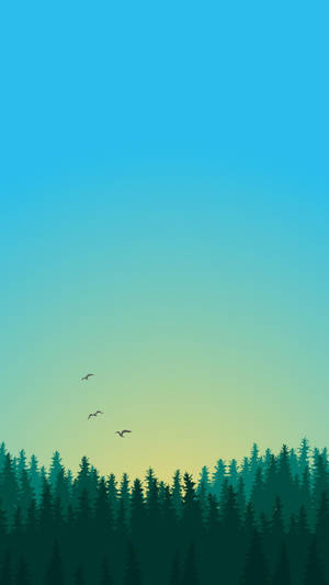 Pine Tree Forest Minimalist Android Wallpaper