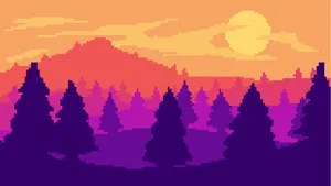 Pine Trees Pixel Art Wallpaper