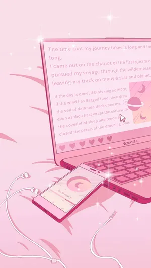 Pink Aesthetic Anime Phone And Laptop Wallpaper