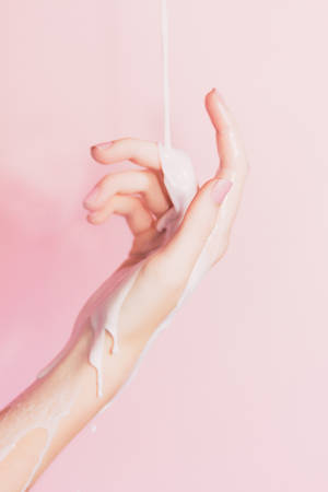 Pink Aesthetic Paint On Hand Wallpaper