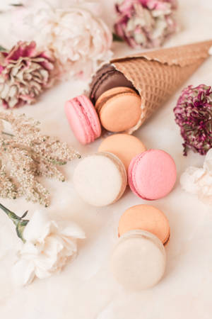 Pink And Beige Macaroons Wallpaper