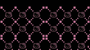Pink And Black Hello Kitty Pattern Wallpaper