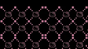 Pink And Black Hello Kitty Pattern Wallpaper