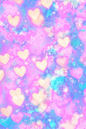 Pink And Blue Hearts Wallpaper