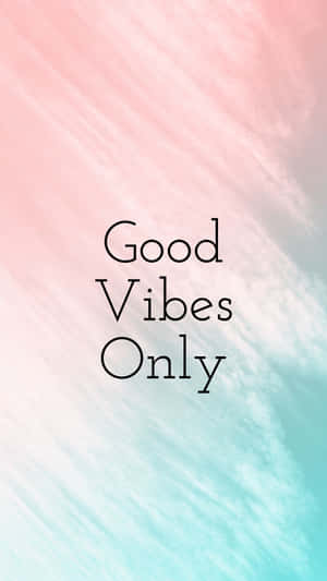Pink And Mint Green Gradient Good Vibes Iphone Wallpaper