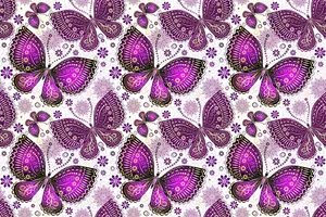 Pink And Purple Butterfly Pattern Wallpaper